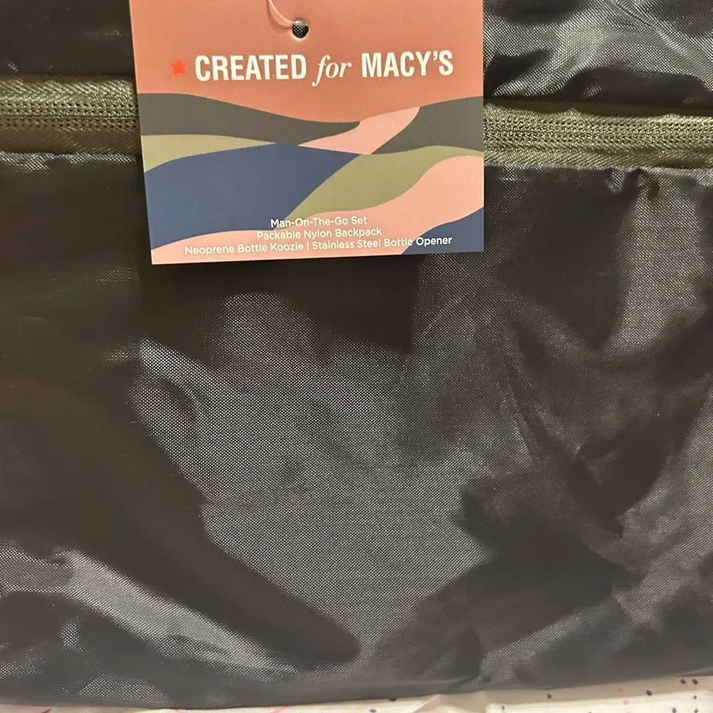 NWT Macy's Black Nylon Pouch Backpack